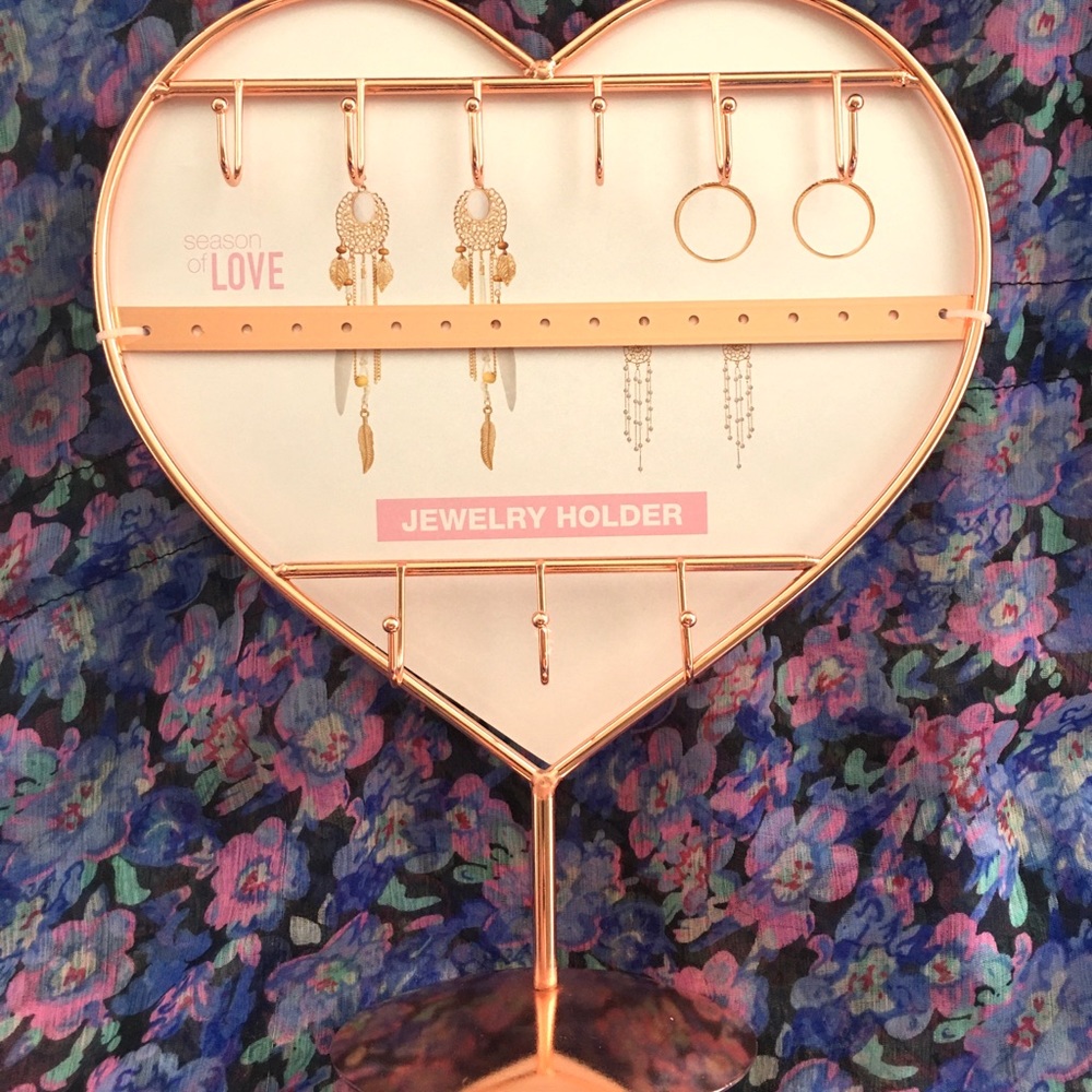 NWT Rose Gold Heart Jewelry Organizing Metal Stand - Picture 2 of 4